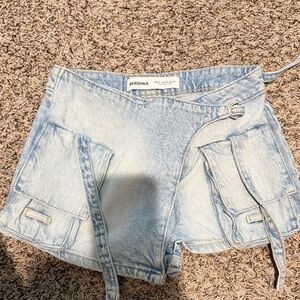 Bershka Light Wash Denim Jean Shorts